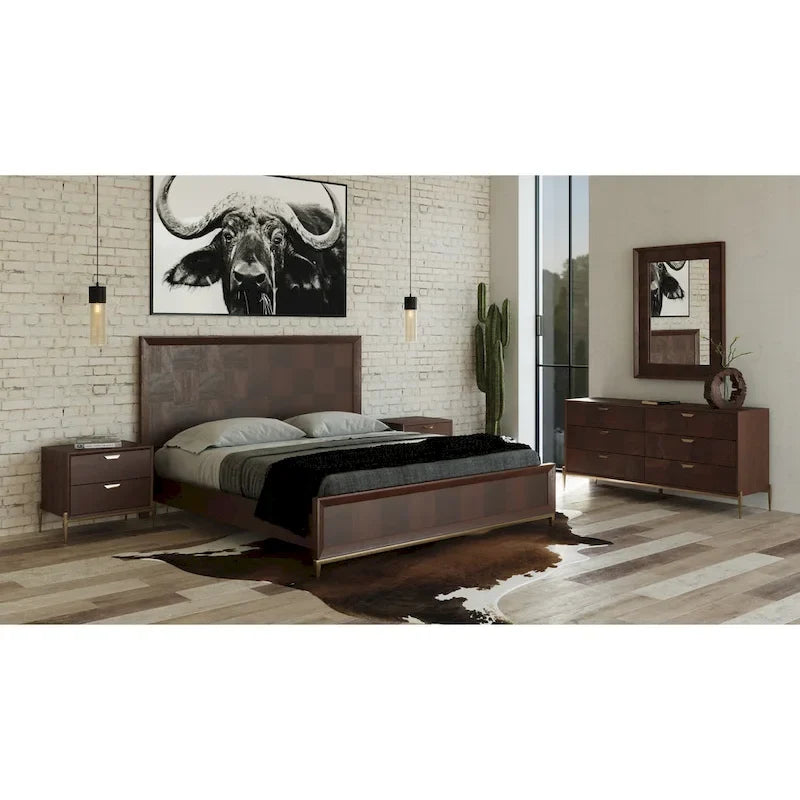 Modrest Shane Modern Acacia & Brass Bed