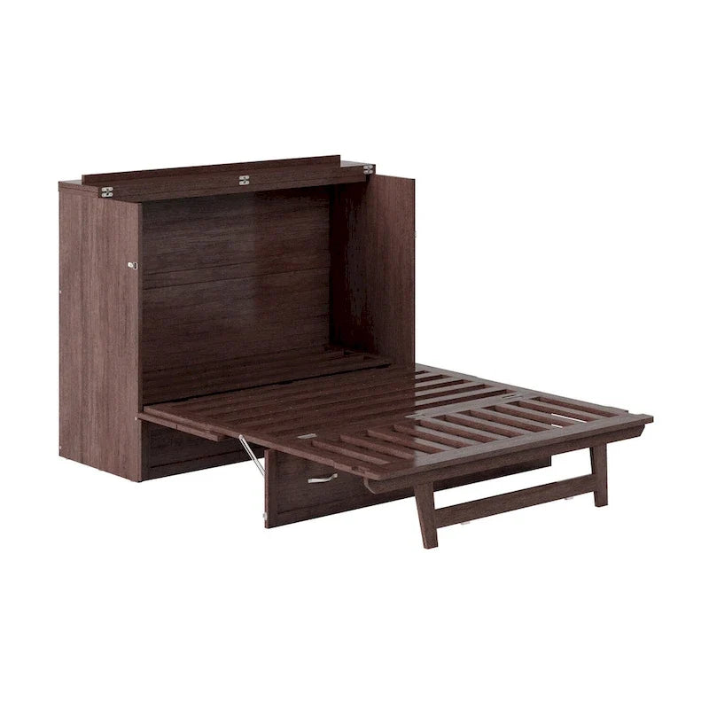 Lit escamotable coffre Northfield avec matelas, finition ambre brûlé