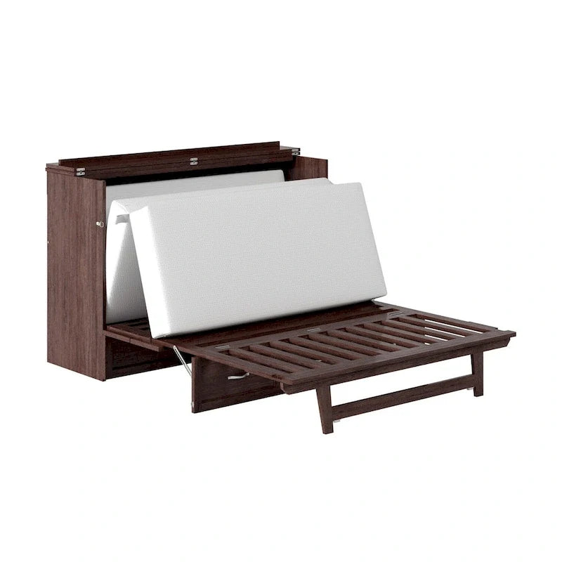 Lit escamotable coffre Northfield avec matelas, finition ambre brûlé