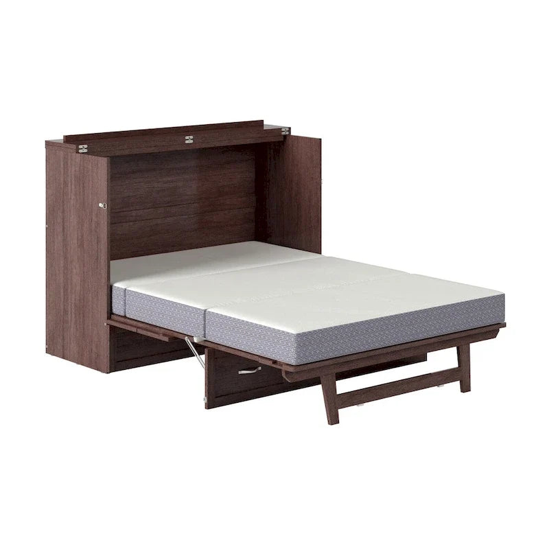 Lit escamotable coffre Northfield avec matelas, finition ambre brûlé