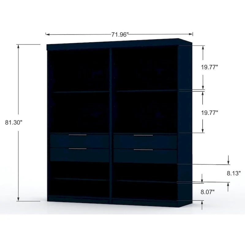 Armadio moderno a 2 sezioni Mulberry con 4 cassetti