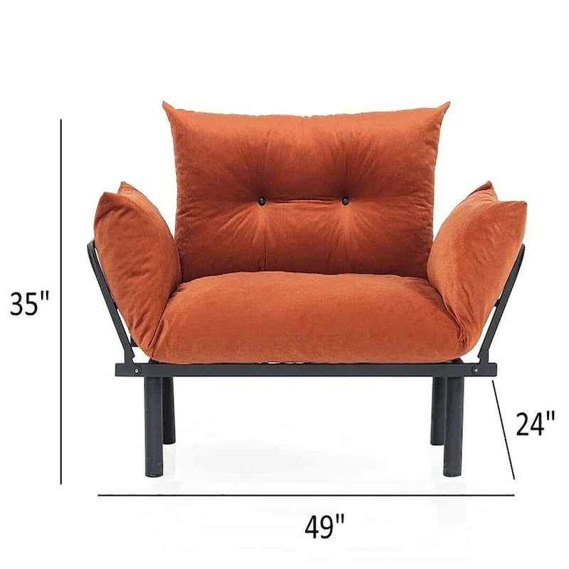 Mojay Futon Love SeatMetal frames2 Seater Plush Chenille Upholstered Sofa