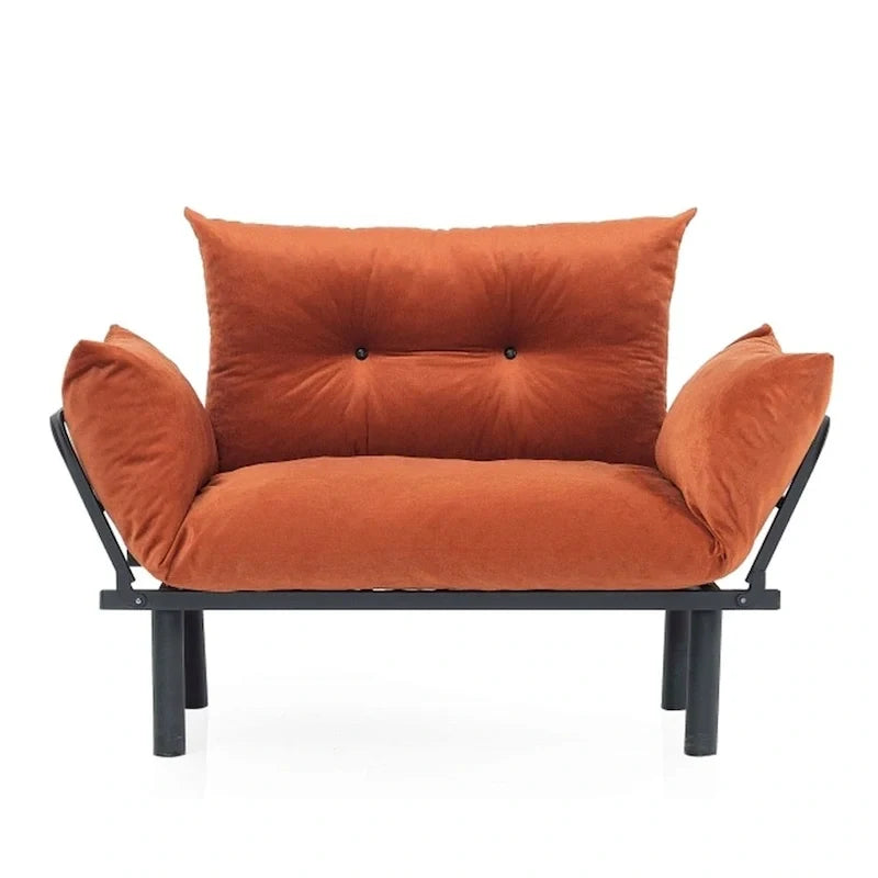 Mojay Futon Love SeatMetal frames2 Seater Plush Chenille Upholstered Sofa