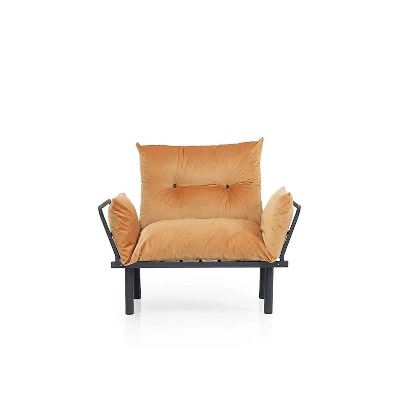 Mojay Futon Love SeatMetal frames2 Seater Plush Chenille Upholstered Sofa