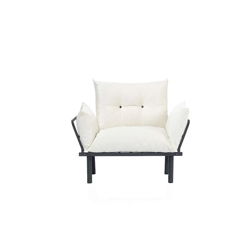 Mojay Futon Love SeatMetal frames2 Seater Plush Chenille Upholstered Sofa
