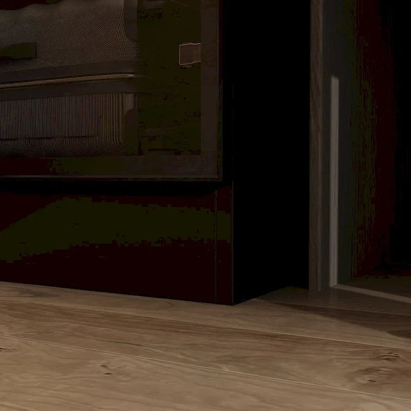 Élégante Armoire Noire avec Éclairage LED et Portes en Verre Trempé