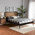 Letto a piattaforma Elston in rattan sintetico mid-century con base in legno - Antracite