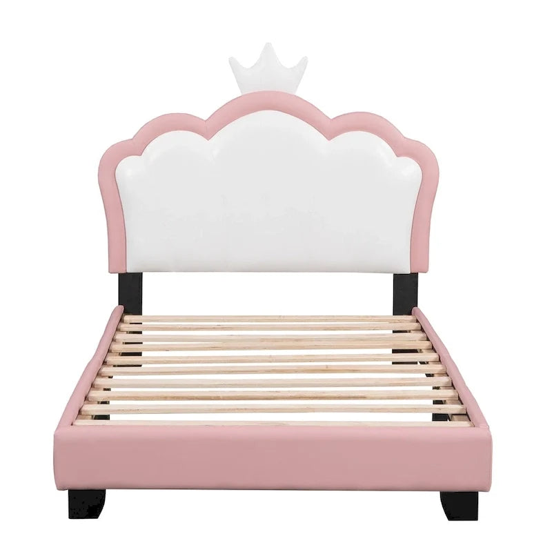 Lit de princesse capitonné avec tête de lit couronne