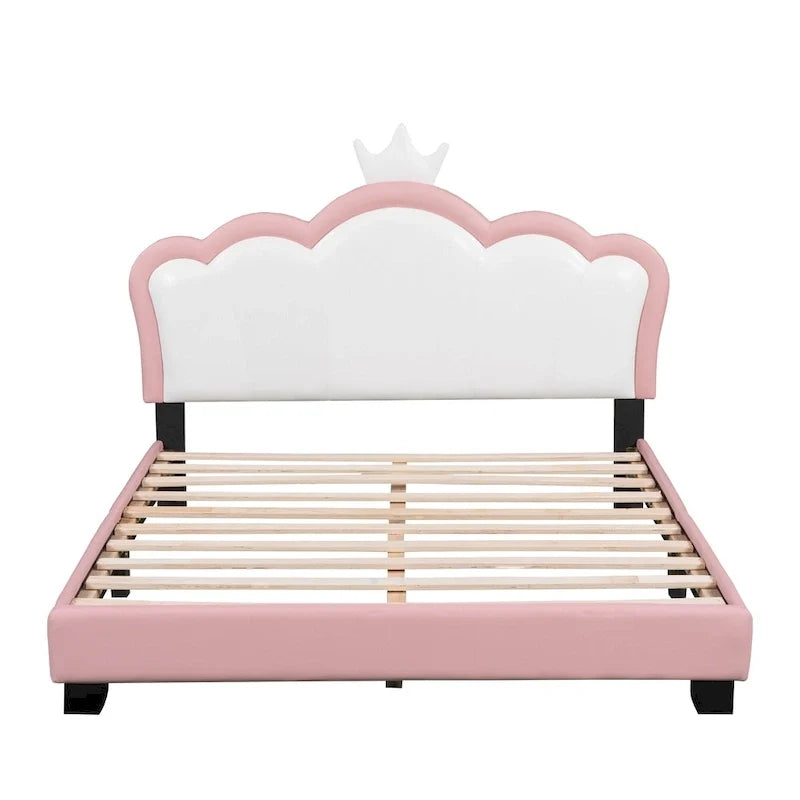 Lit de princesse capitonné avec tête de lit couronne