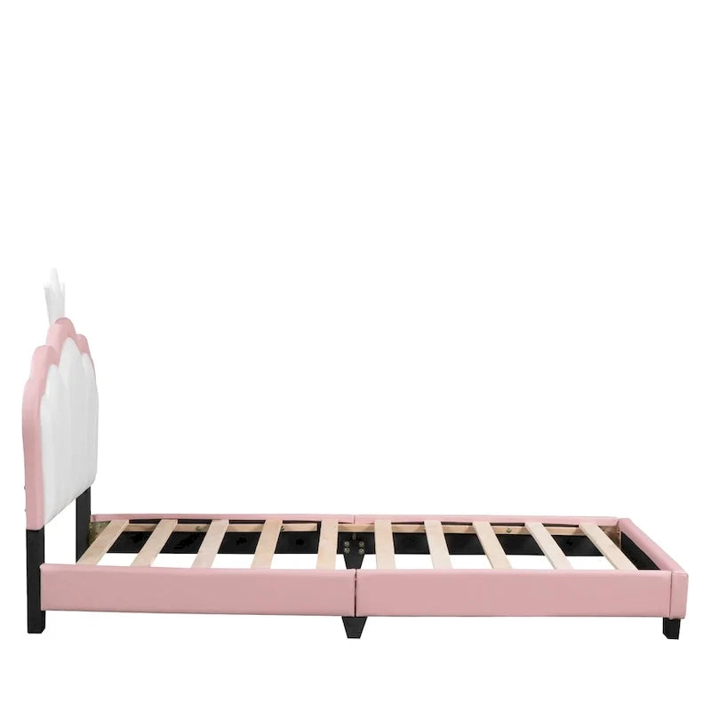 Lit de princesse capitonné avec tête de lit couronne