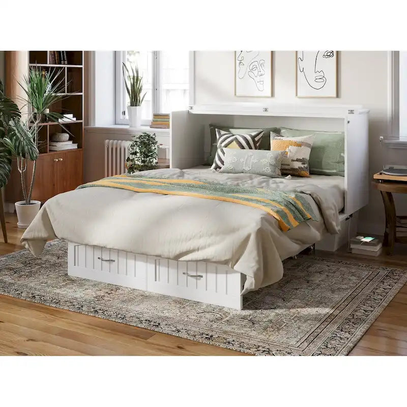 Lit escamotable Sydney Queen en bois massif avec matelas