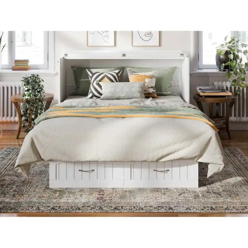 Lit escamotable Sydney Queen en bois massif avec matelas