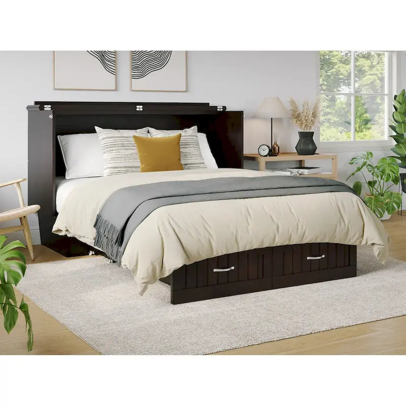 Lit escamotable Sydney Queen en bois massif avec matelas