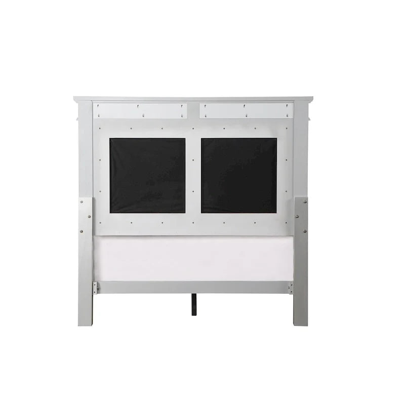 Gray Velvet Full Bed in Silver and Mirrored Finish