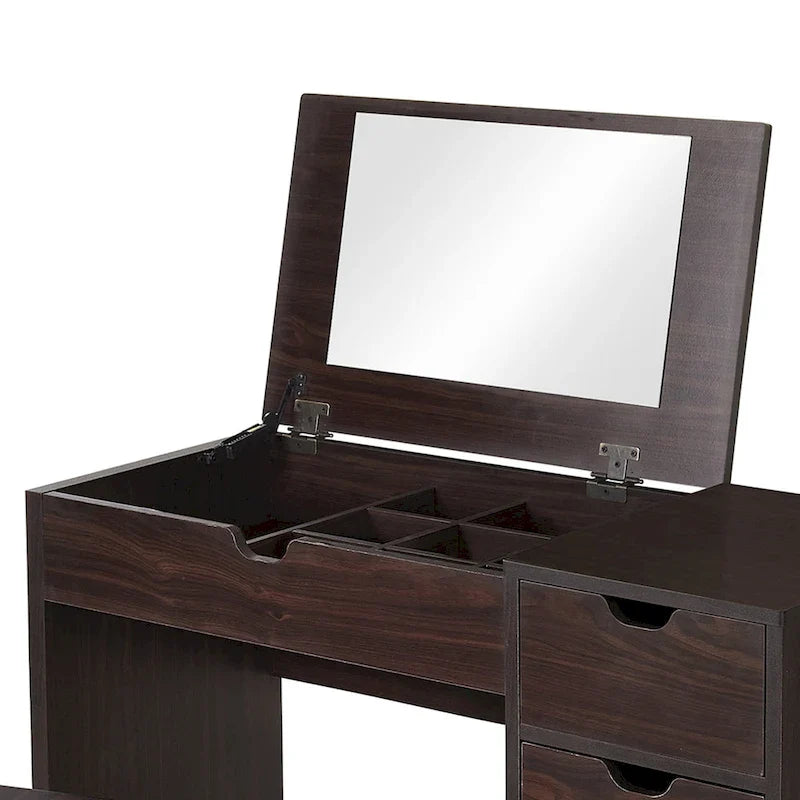 DH BASIC Moderno Noce 36 Mobile bagno con specchio e sgabello di Denhour