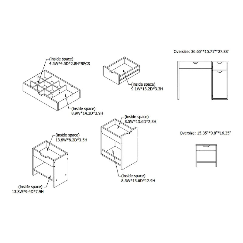 DH BASIC Moderno Noce 36 Mobile bagno con specchio e sgabello di Denhour