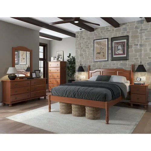 Letto Queen Kyle di Palace Imports con pannello rialzato e montanti torniti in 100% legno massello