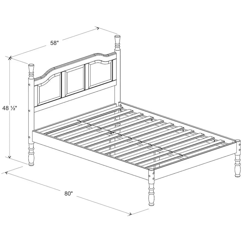Letto Queen Kyle di Palace Imports con pannello rialzato e montanti torniti in 100% legno massello