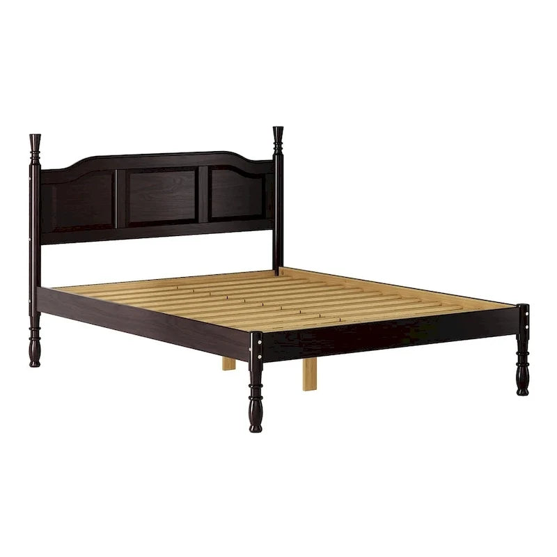 Letto Queen Kyle di Palace Imports con pannello rialzato e montanti torniti in 100% legno massello