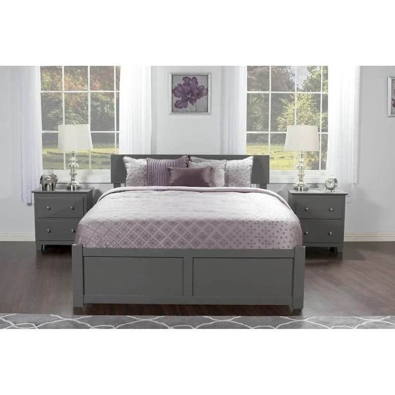Lit plateforme Orlando King avec 2 tiroirs gris