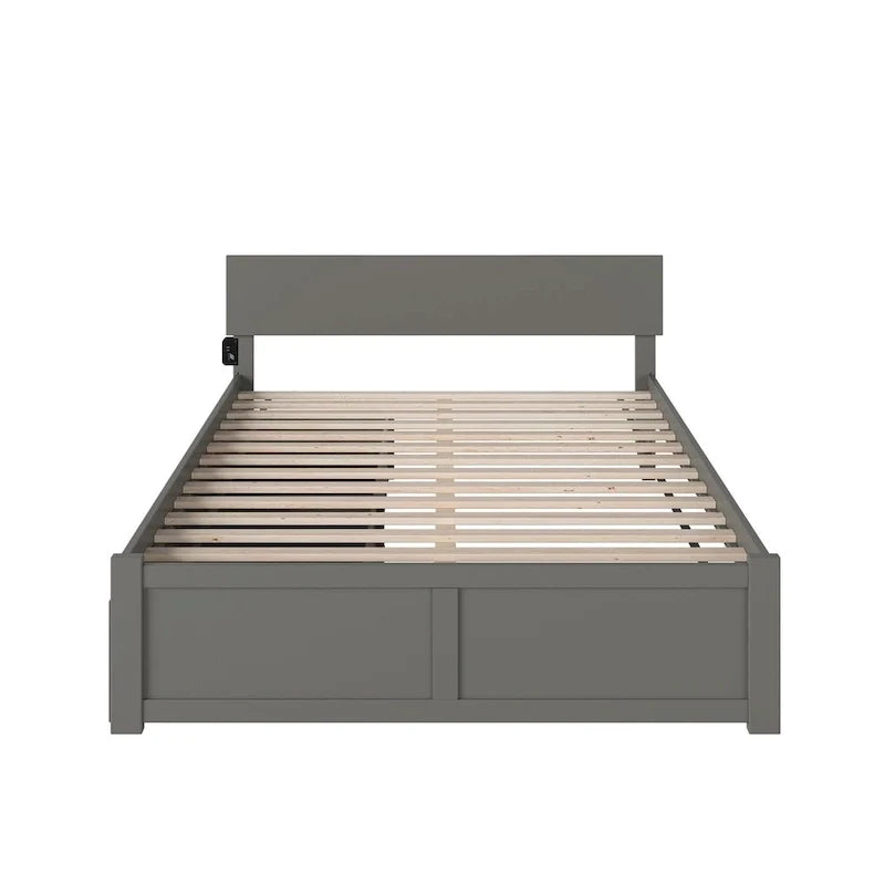 Lit plateforme Orlando King avec 2 tiroirs gris