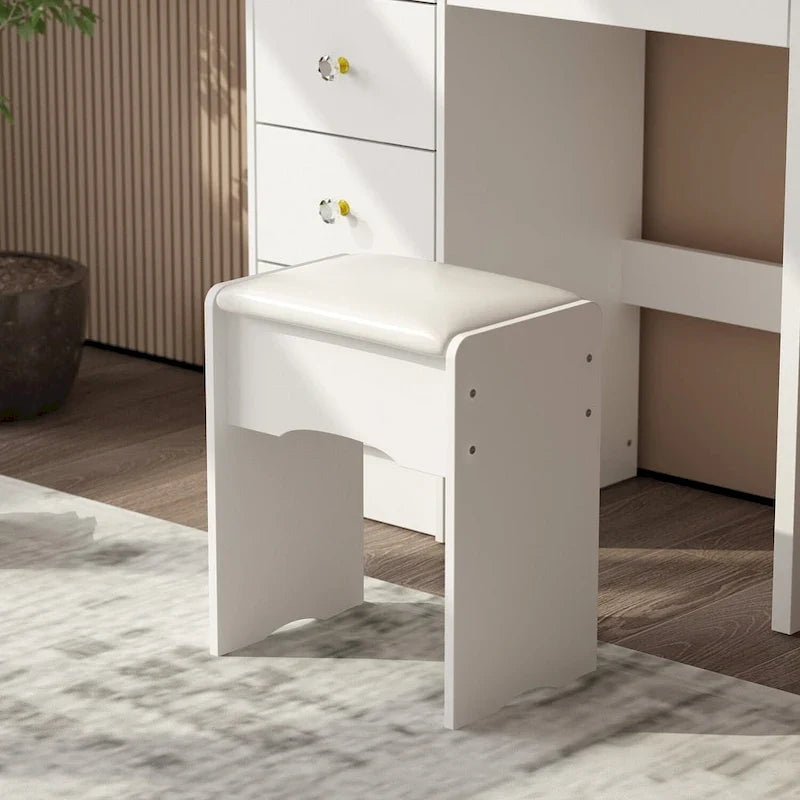 Ensemble de coiffeuse Timechee de 80 cm de large avec tabouret, miroir et 3 lumières de couleur - 80 cm de large