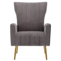 Fauteuil d'appoint confortable en velours avec dossier ailé et pieds en métal doré