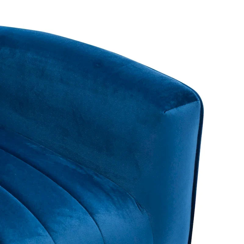 Fauteuil d'appoint confortable en velours avec dossier ailé et pieds en métal doré