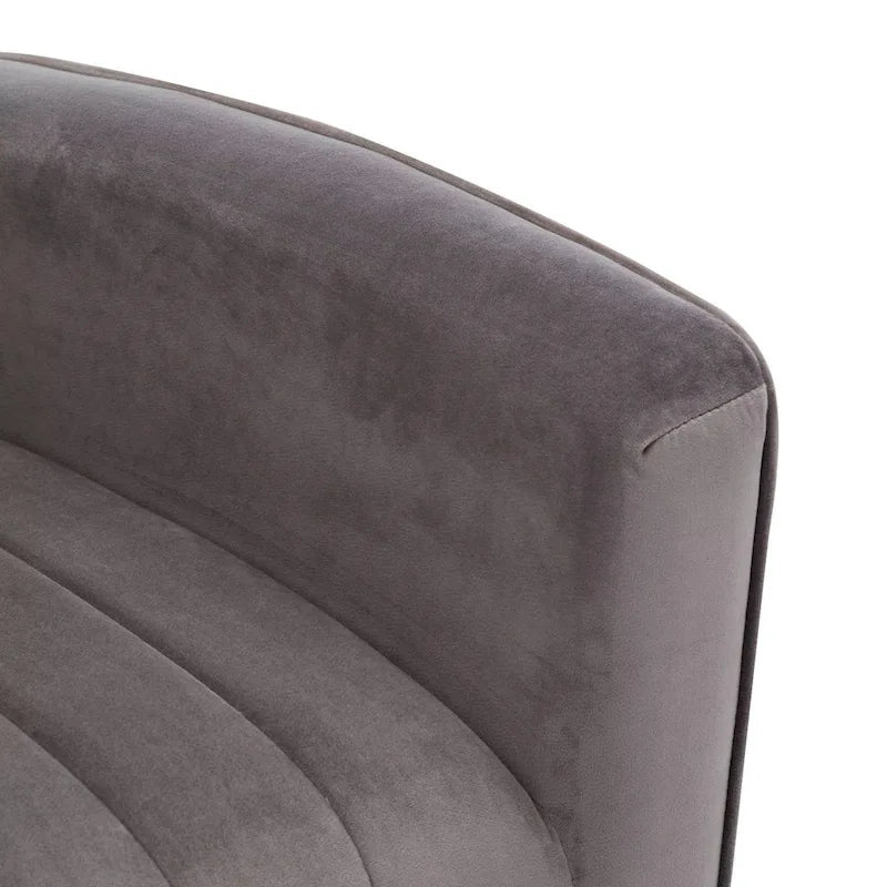 Fauteuil d'appoint confortable en velours avec dossier ailé et pieds en métal doré
