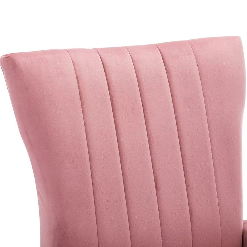 Fauteuil d'appoint confortable en velours avec dossier ailé et pieds en métal doré