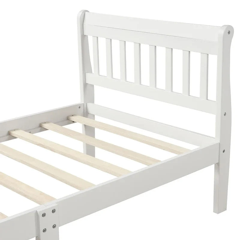 Lit plate-forme en bois avec tête et pied de lit