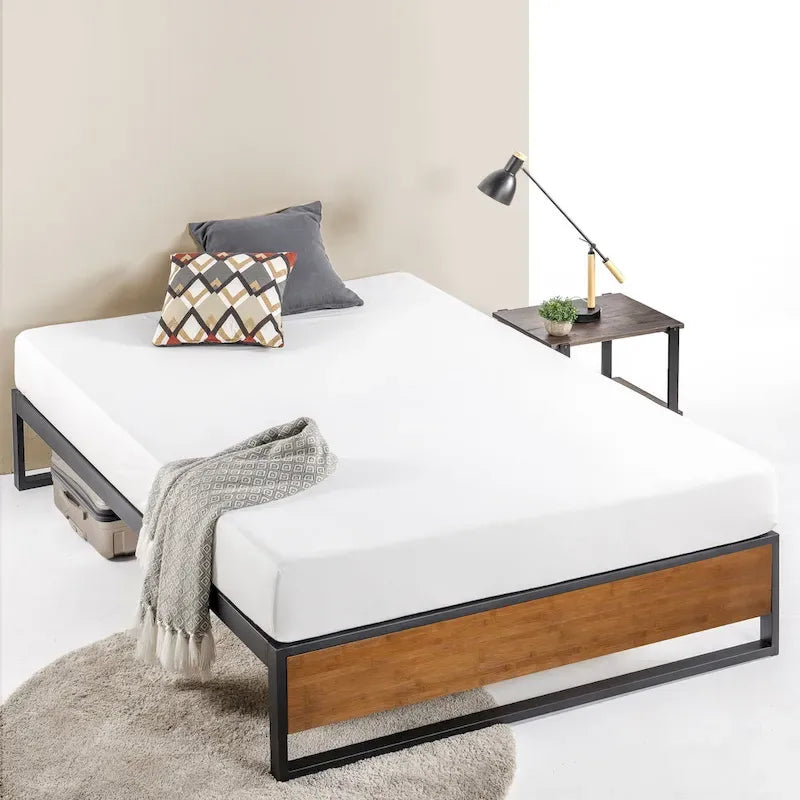 Lit plateforme Priage by ZINUS GOOD DESIGN Winner 14 pouces en métal marron et bambou