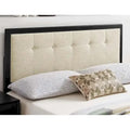 Tête de lit King Size Marlin traditionnelle en tissu beige capitonné avec cadre en bois noir
