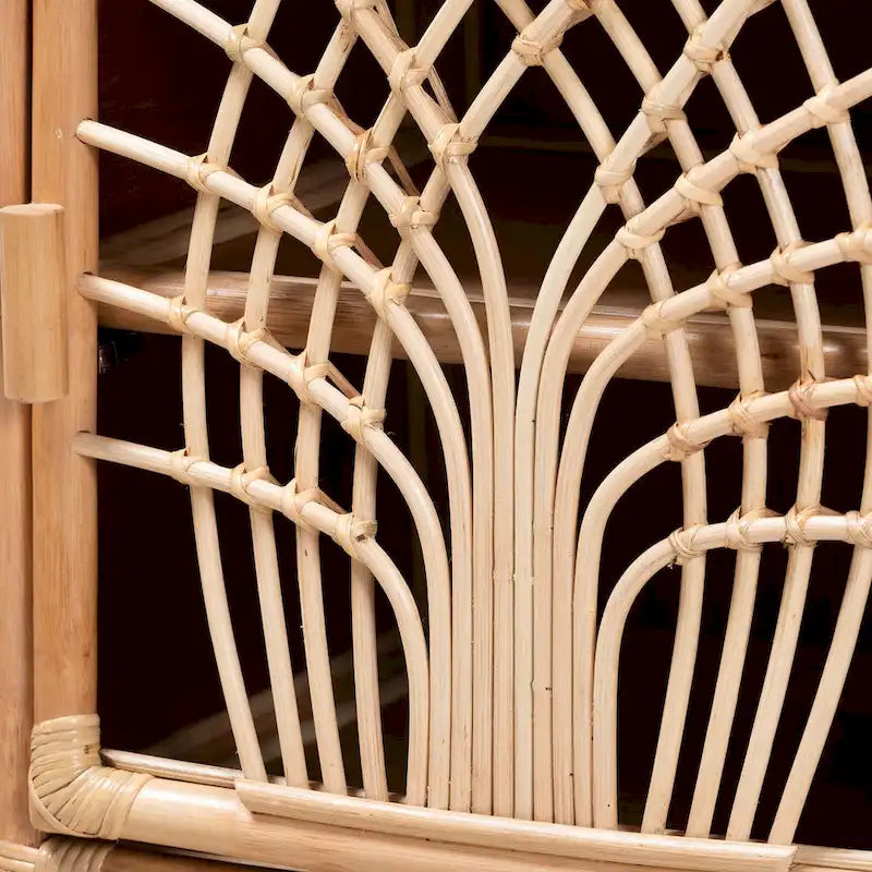 Table de chevet Danna en rotin naturel marron style bohème moderne