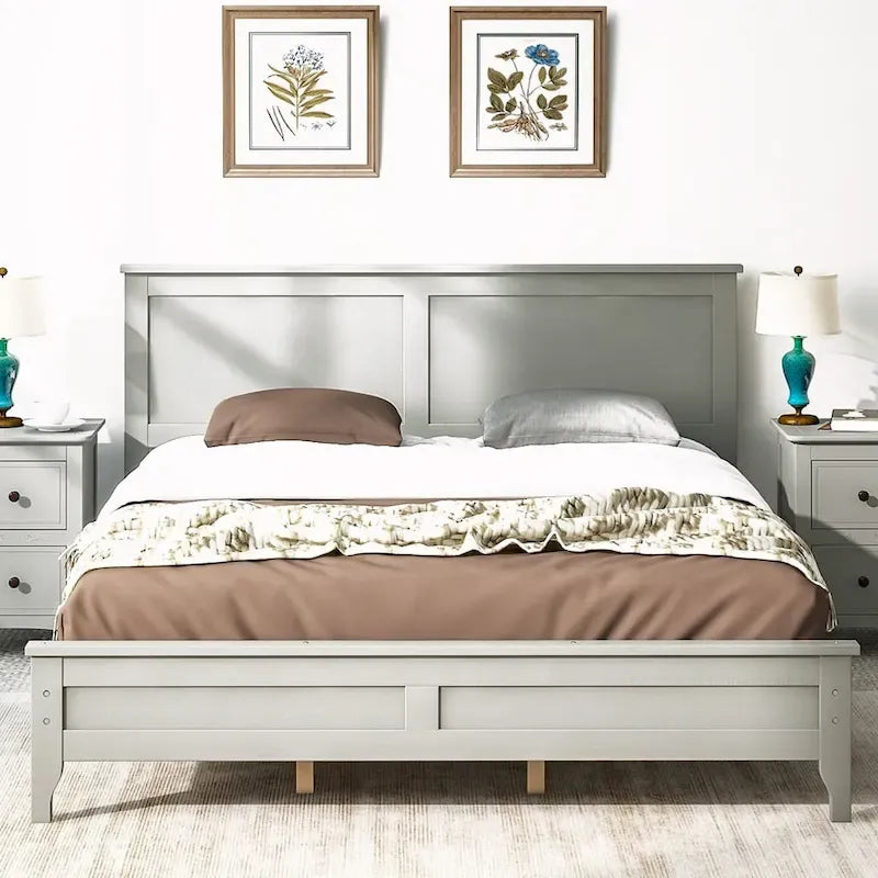 Lit plateforme Queen en bois massif