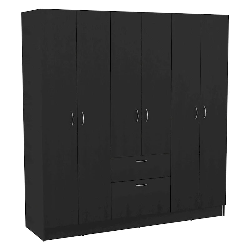 Mitu Six Doors Armoire, Seven Interior Shelves, One Drawer, Hanging Rod - N/A