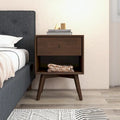 Table de chevet en noyer de style Mid-Century Modern