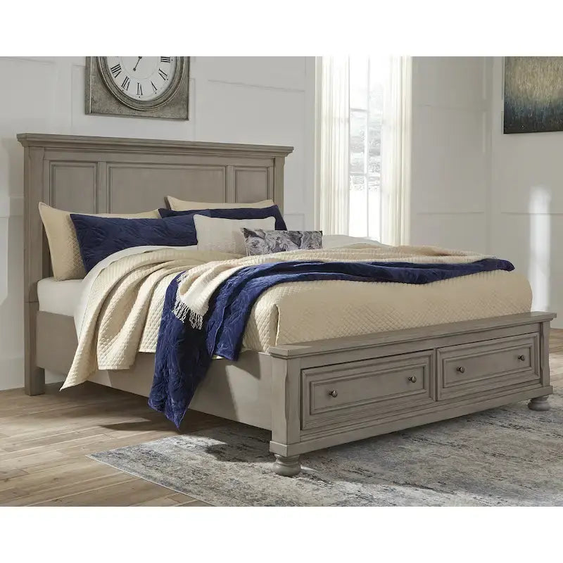 Letto contenitore grigio chiaro Lettner Signature Design by Ashley