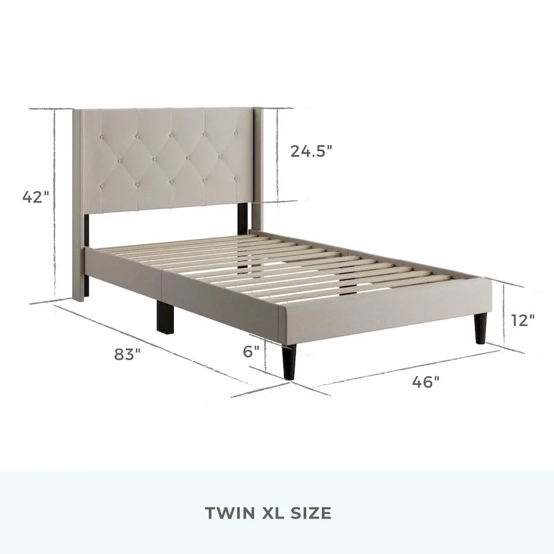 Letto imbottito con testiera ad alette Brookside Isabelle con bottoni trapuntati