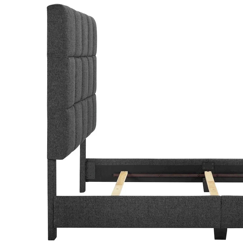 Lit plateforme capitonné Bridgevine Home Tall Granite Dark Grey Square Headboard