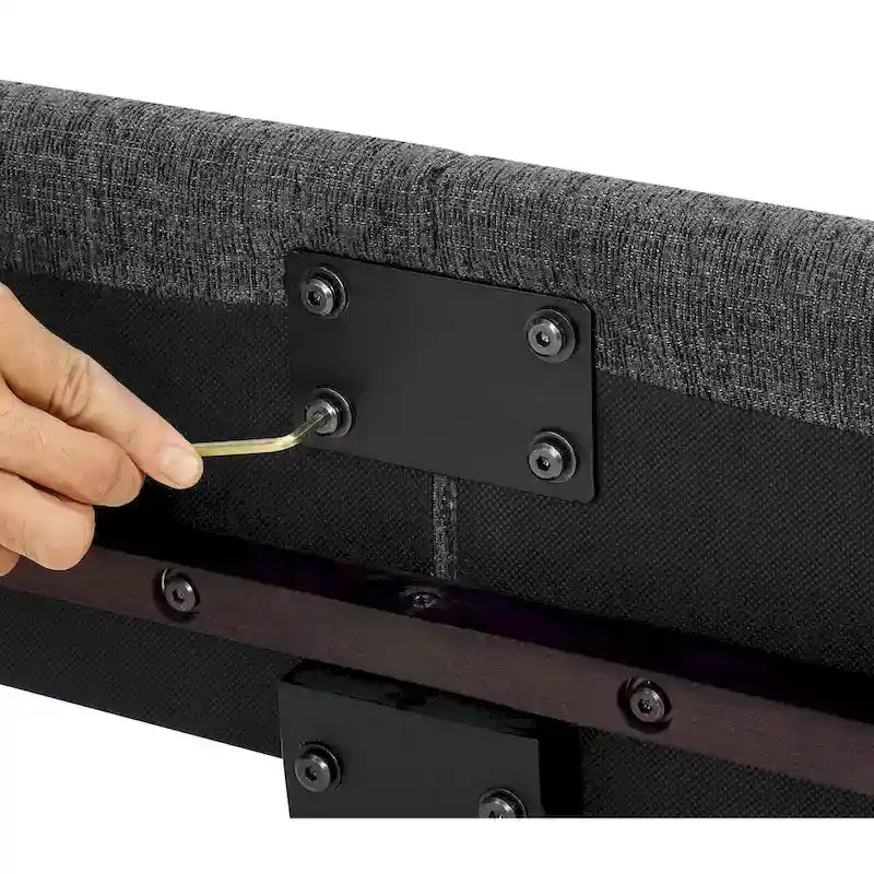Lit plateforme capitonné Bridgevine Home Tall Granite Dark Grey Square Headboard