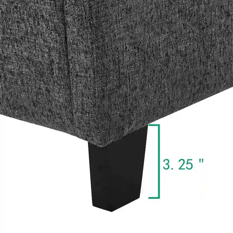 Lit plateforme capitonné Bridgevine Home Tall Granite Dark Grey Square Headboard