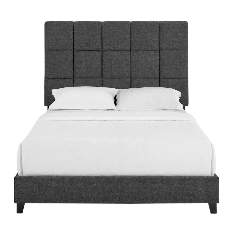Lit plateforme capitonné Bridgevine Home Tall Granite Dark Grey Square Headboard