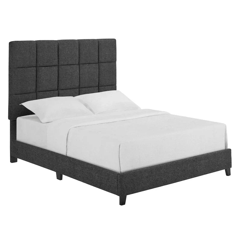 Lit plateforme capitonné Bridgevine Home Tall Granite Dark Grey Square Headboard
