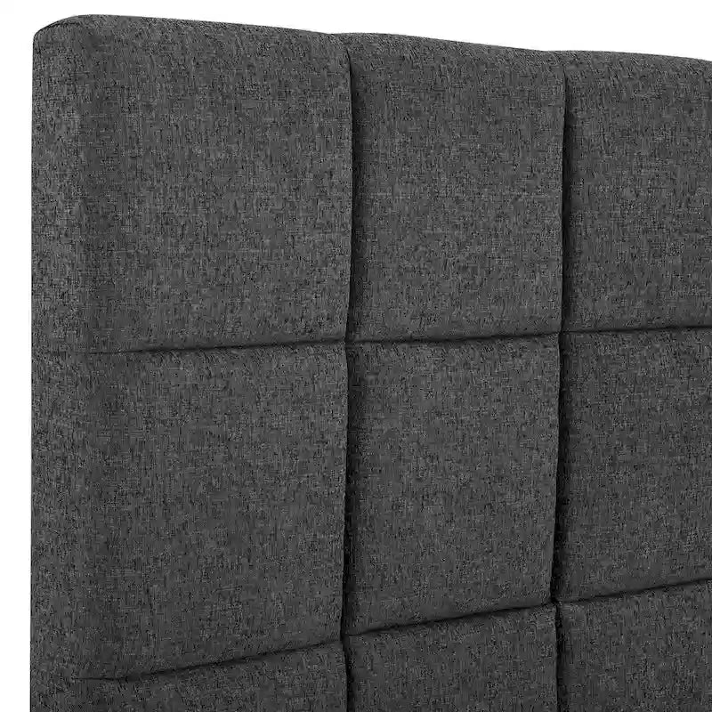 Lit plateforme capitonné Bridgevine Home Tall Granite Dark Grey Square Headboard