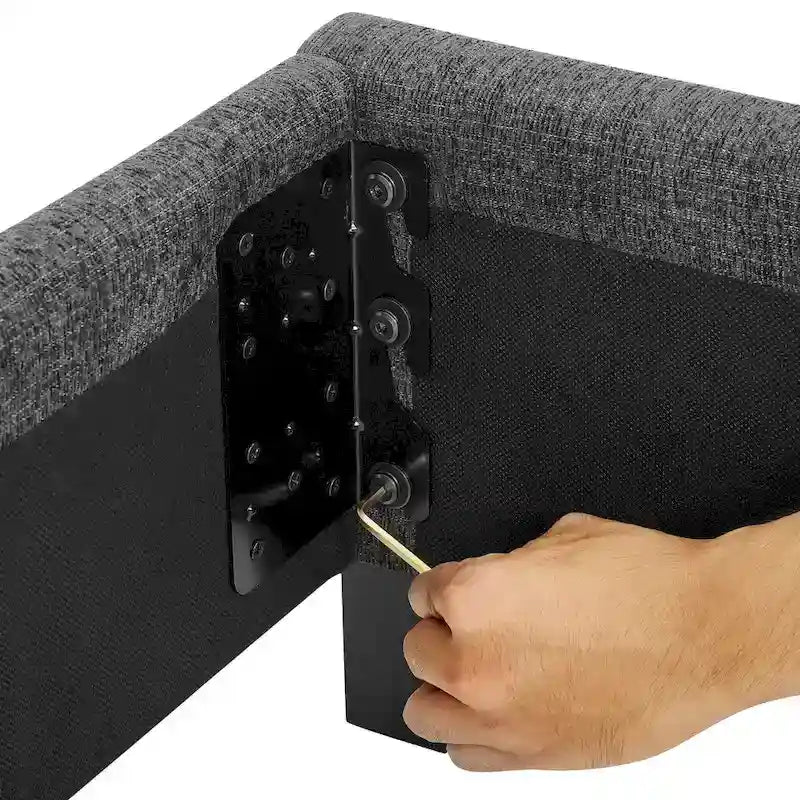 Lit plateforme capitonné Bridgevine Home Tall Granite Dark Grey Square Headboard