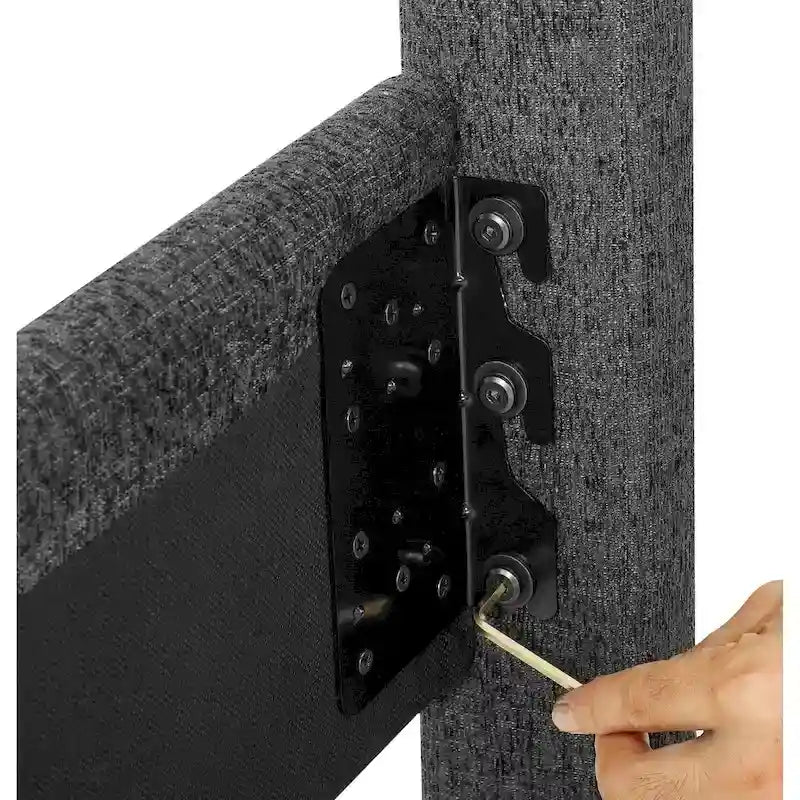Lit plateforme capitonné Bridgevine Home Tall Granite Dark Grey Square Headboard