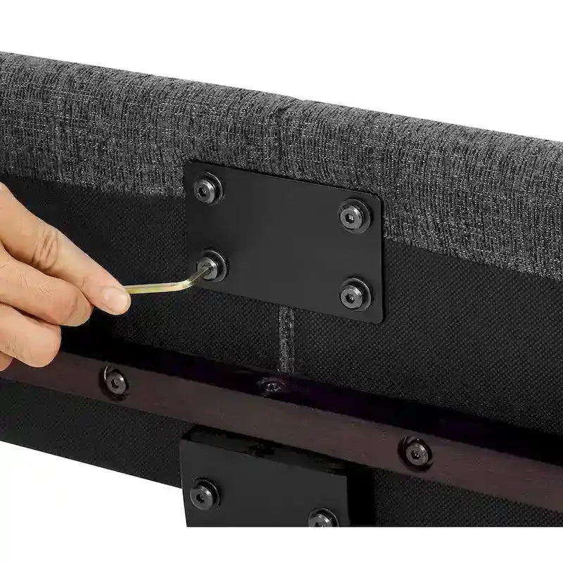 Lit plateforme capitonné Bridgevine Home Tall Granite Dark Grey Square Headboard