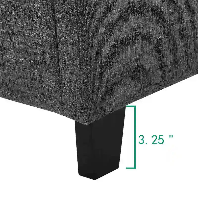 Lit plateforme capitonné Bridgevine Home Tall Granite Dark Grey Square Headboard