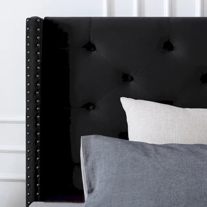 Cadre de lit plateforme Morden Fort Queen Size en velours avec pieds en métal de 15 cm